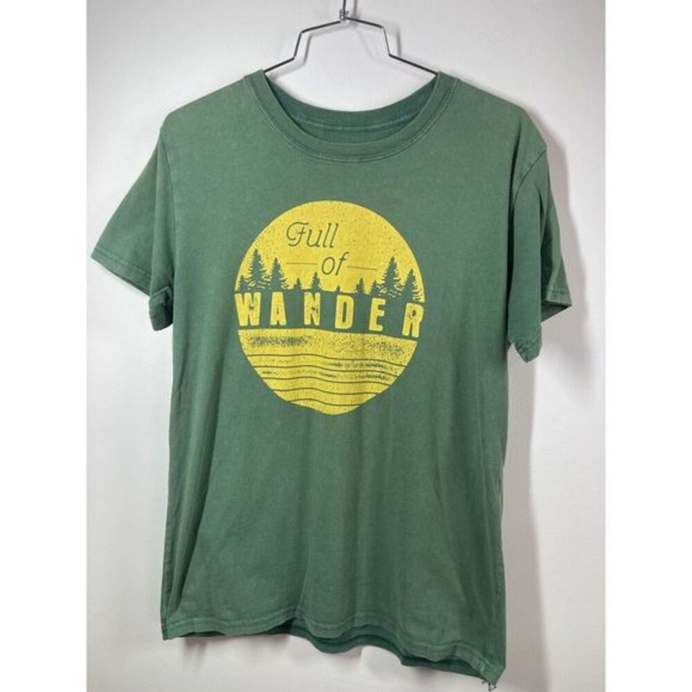 Mighty Fine Men's Graphic T Full Of Wander Green Medium Hiking‎ Outdoors Nature